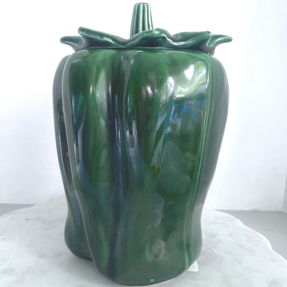 Vintage McCoy USA 157 Cookie Jar Canister and Lid Bell Pepper Green See
